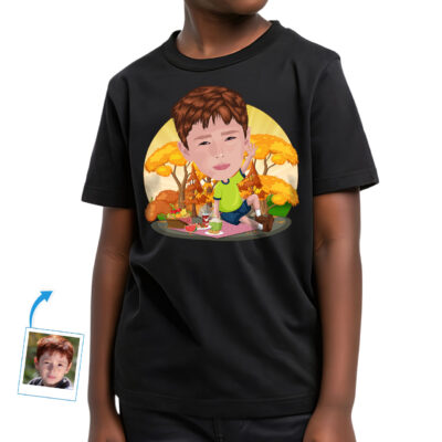 Gepersonaliseerde picknickjongens-T-shirt | Gepersonaliseerde jeugd-T-shirts voor een buitentuinfeestje www.customywear.com