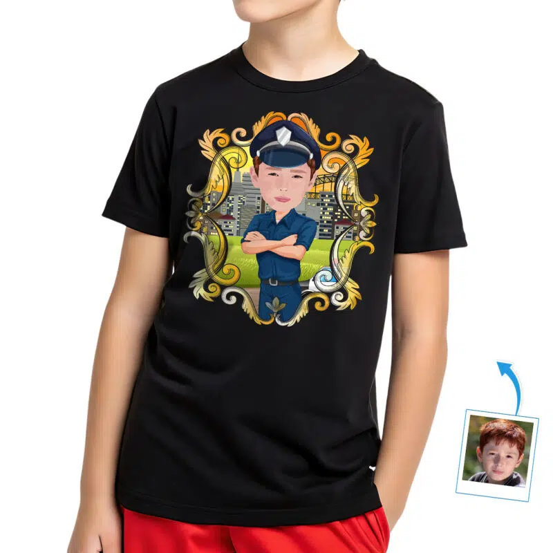 Camisa personalizada para policial – Camiseta juvenil personalizada com sua foto Camisetas para meninos www.customywear.com 27