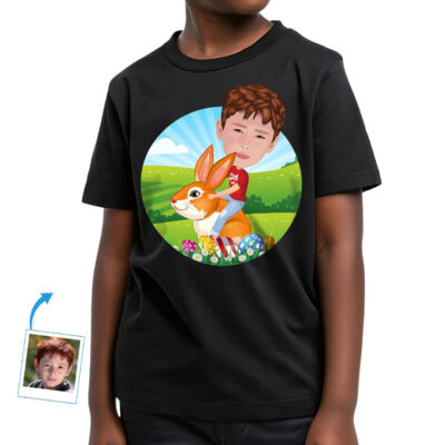 Maglietta personalizzata con coniglietto pasquale | Maglietta con foto personalizzata per ragazzi www.customywear.com