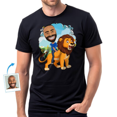 Custom Lion Riding Man Shirt | Personalized Lion Rider Tee T-shirts For Men www.customywear.com