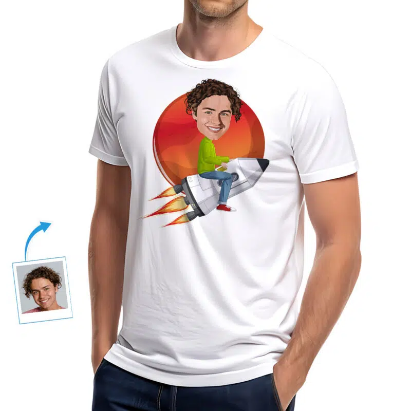 Camiseta personalizada de aventura espacial | Obra maestra de foto a camiseta Regalos personalizados - Cohete www.customywear.com 27