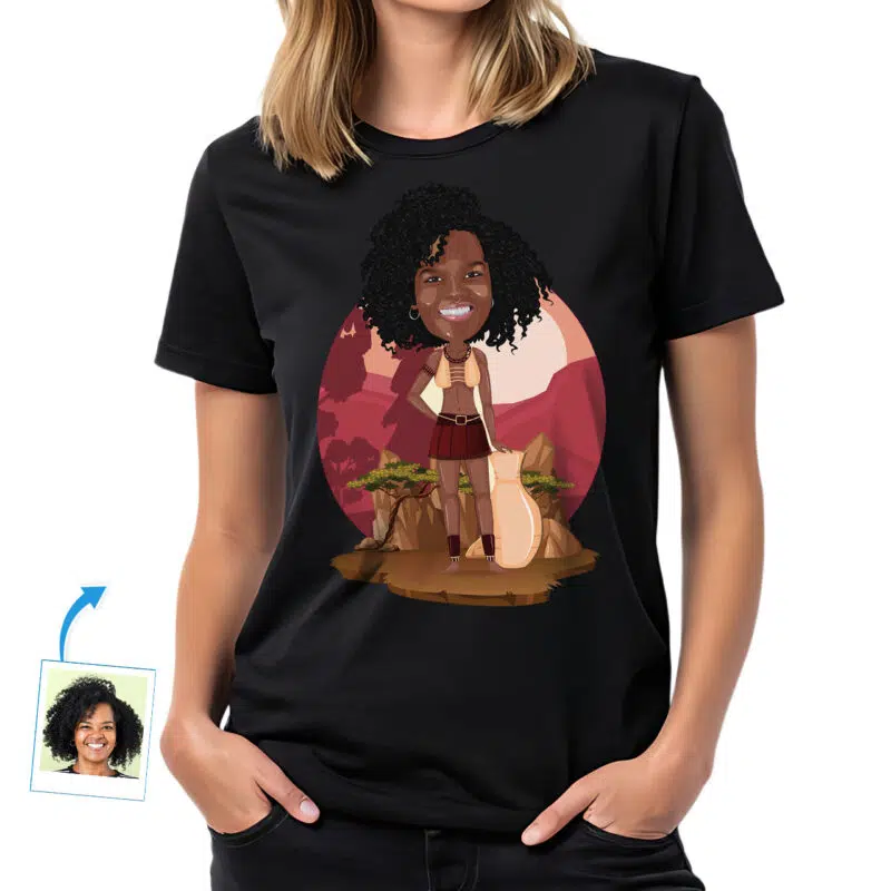 Africká dámska košeľa na mieru | Prispôsobené čierne dievčenské púštne tričko Darčeky na mieru – Africké šaty www.customywear.com 27