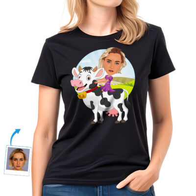 Personalized Women’s Cow Riding Shirt | Custom Cow Lover Tee T-shirts for Women www.customywear.com