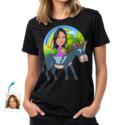 Personalized Donkey T-Shirt – Custom Photo Tee for Animal Lovers T-shirts for Women www.customywear.com