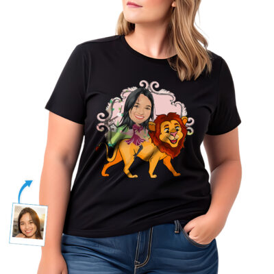 Ride the Wild: Transform Your Photo into a Custom Lion Tee T-shirts for Women www.customywear.com