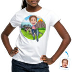 Transforme sua foto em uma camiseta personalizada do Cavaleiro de Dinossauro | Camiseta infantil personalizada