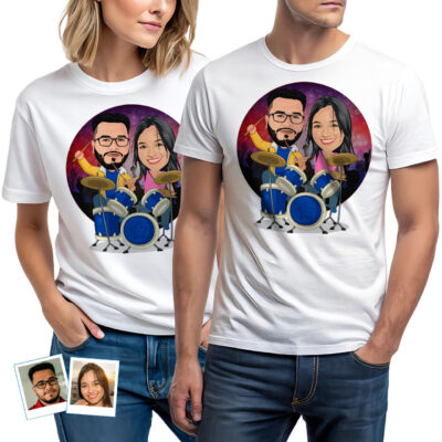 Custom Drummer Couple Shirt – Personalized Music Tee for Drum Enthusiasts T-shirts for Couple www.customywear.com