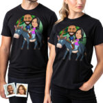 Anpassad åsna-tröja för par – förvandla dina foton till en rolig personlig t-shirt Anpassade presenter - Donkey Ride www.customywear.com 28