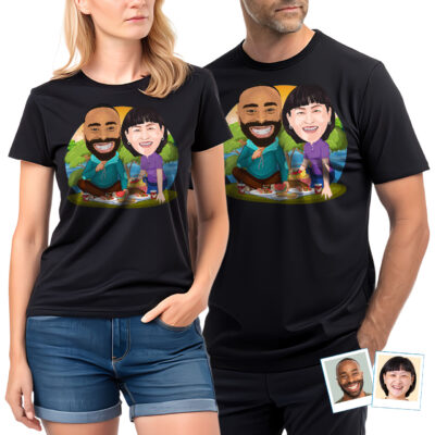 Custom Picnic Adventure T-Shirts – Personalized Matching Camping Shirts T-shirts for Couple www.customywear.com