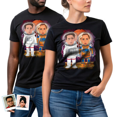 Camisetas personalizadas de astronautas para parejas: camisetas personalizadas de aniversario para amantes del espacio Ropa personalizada www.customywear.com Custom Astronauts Couples Shirts – Personalized Space Lovers Anniversary Tees T-shirts for Couple www.customywear.com