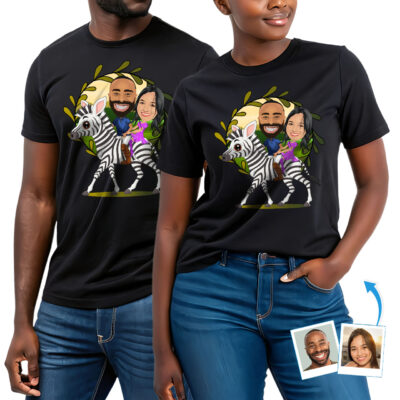 Personalized Zebra Ride Couple Shirt – Custom Animal Camping Matching Tees T-shirts for Couple www.customywear.com