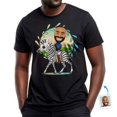 Personalized Zebra Riding Man Shirt | Wild Animal Lovers Funny Adventure Tee T-shirts For Men www.customywear.com