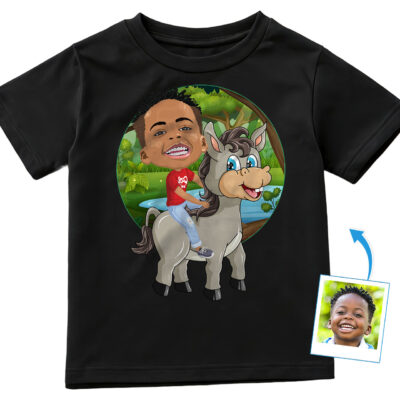 Maglietta personalizzata per ragazzi con giro sull'asino | Maglietta divertente personalizzata per bambini www.customywear.com 2
