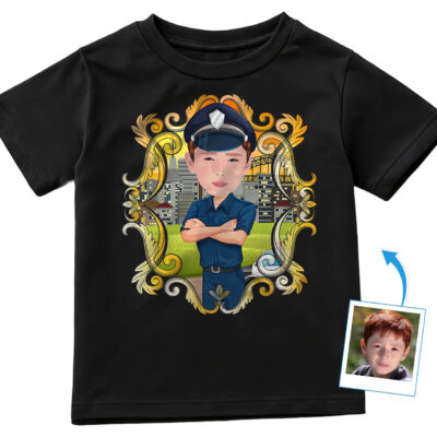 Custom Police Boy Shirt – Personalized Youth Tee with Your Photo Boy's T-shirts www.customywear.com 2