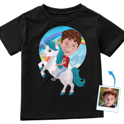 Personalized Unicorn Rider Shirt – Enchanting Kids Tee Boy's T-shirts www.customywear.com 2
