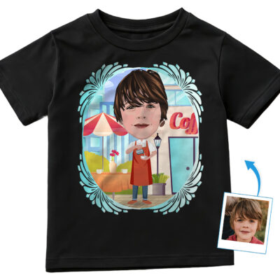 Aangepast Barista-kinder-T-shirt - gepersonaliseerd foto-T-shirt voor jongeren Jongens T-shirts www.customywear.com 2