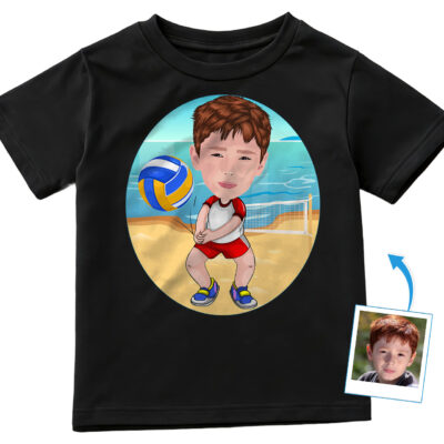 Aangepast beachvolleybal-jeugd-T-shirt - gepersonaliseerd volleybal-T-shirt voor kinderen Jongens T-shirts www.customywear.com 2
