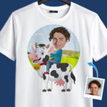 Gepersonaliseerde koe-rij-shirt voor heren | Gepersonaliseerde grappige T-shirt Dierenliefhebbers www.customywear.com 29