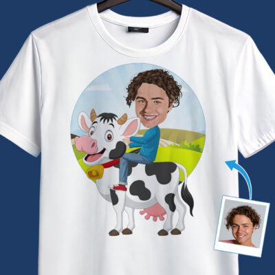 Custom Cow Riding Shirt for Men | Personalized Funny Tee T-shirts For Men www.customywear.com 2