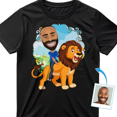 Custom Lion Riding Man Shirt | Personalized Lion Rider Tee T-shirts For Men www.customywear.com 2