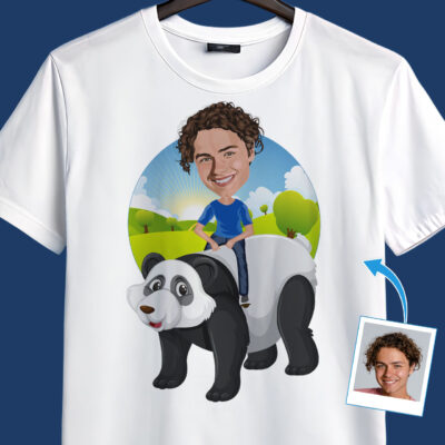 Custom Panda Riding Man Shirt | Personalized Animal Tee T-shirts For Men www.customywear.com 2