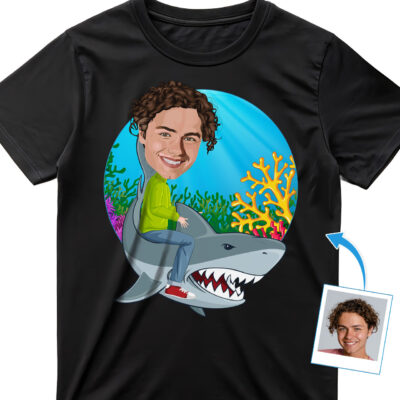 Ride the Waves with Our Custom Shark Riding Shirt for Men T-shirts For Men www.customywear.com 2