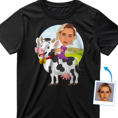Personalized Women’s Cow Riding Shirt | Custom Cow Lover Tee T-shirts for Women www.customywear.com 2