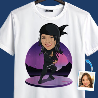 Personalized Ninja Warrior T-Shirt – Transform Your Photo into Custom Ninja Tee T-shirts for Women www.customywear.com 2