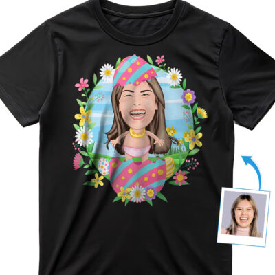 Personalized Easter Egg Portrait T-Shirt – Transform Your Photo into Custom Funny Tee T-shirts for Women www.customywear.com 2