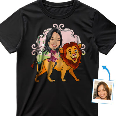 Ride the Wild: Transform Your Photo into a Custom Lion Tee T-shirts for Women www.customywear.com 2