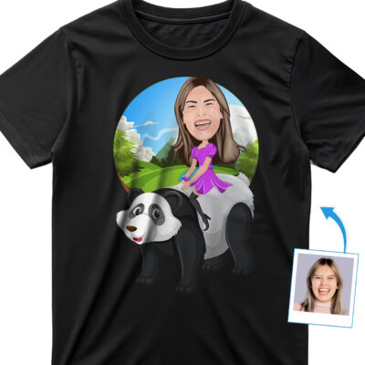 Custom Panda Riding Woman Shirt | Personalized Animal Tee T-shirts for Women www.customywear.com 2