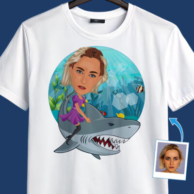 Stylishly Personalized Women’s Shark Tee – Embrace the Waves of Fashion T-shirts for Women www.customywear.com 2