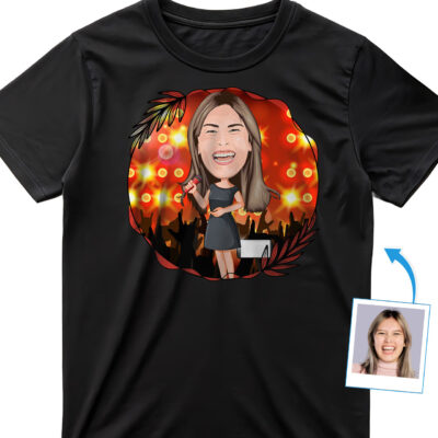 Custom Funny Female Singer Shirts | Personalized Singing Photo Tee T-shirts for Women www.customywear.com 2