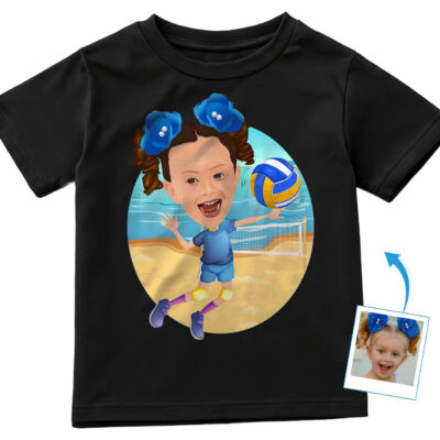 Custom Beach Volleyball Youth Girls T-Shirt – Personalized Kid’s Volleyball Tee Girl's T-shirts www.customywear.com 2