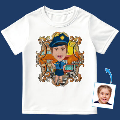 Custom Police Girl Shirt – Personalized Youth Tee with Your Photo Girl's T-shirts www.customywear.com 2