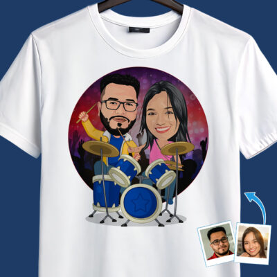 Custom Drummer Couple Shirt – Personalized Music Tee for Drum Enthusiasts T-shirts for Couple www.customywear.com 2