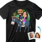 Anpassad åsna-tröja för par – förvandla dina foton till en rolig personlig t-shirt Anpassade presenter - Donkey Ride www.customywear.com 29