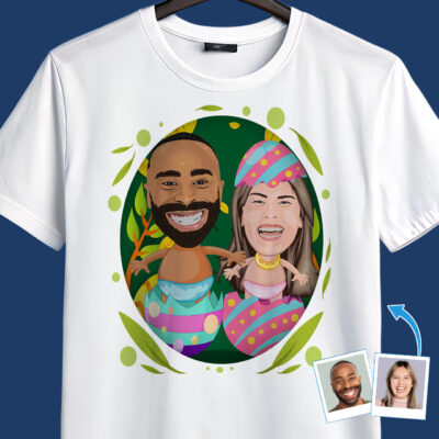 Personalized Easter Egg Couple T-Shirts – Custom Christian Gifts T-shirts for Couple www.customywear.com 2