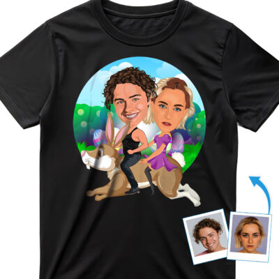 Custom Easter Couples T-Shirt – Personalized Bunny Love Tees T-shirts for Couple www.customywear.com 2