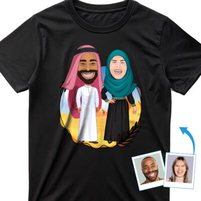 Personalized Arabic Couple T-Shirt – Transform Your Photo into Custom Arab Apparel T-shirts for Couple www.customywear.com 2