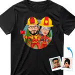 Camiseta personalizada de bombero para parejas: camiseta con retrato personalizado para héroes Regalos personalizados - Bomberos www.customywear.com 29