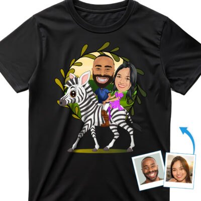 Personalized Zebra Ride Couple Shirt – Custom Animal Camping Matching Tees T-shirts for Couple www.customywear.com 2