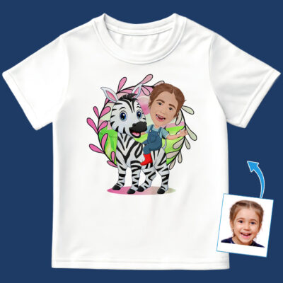 Personalized Zebra Riding Shirt | Custom Adventure Tee for All Ages Girl's T-shirts www.customywear.com 2