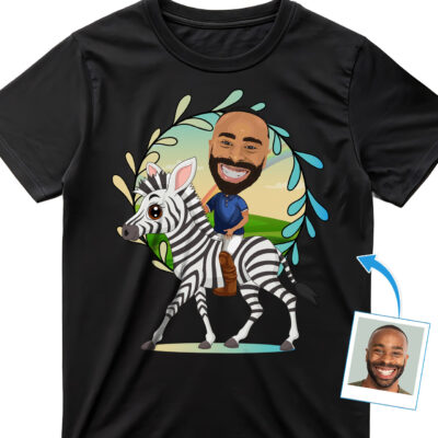 Personalized Zebra Riding Man Shirt | Wild Animal Lovers Funny Adventure Tee T-shirts For Men www.customywear.com 2