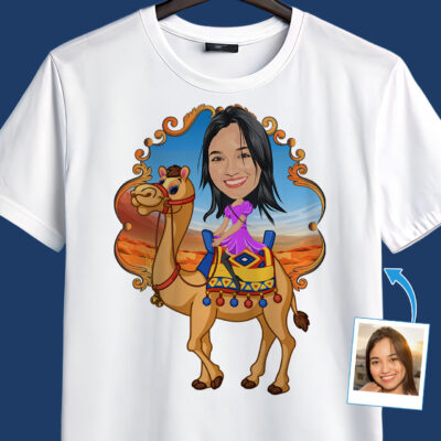 Custom Camel Rider Woman Shirt | Personalized Desert Adventure Tee T-shirts for Women www.customywear.com 2