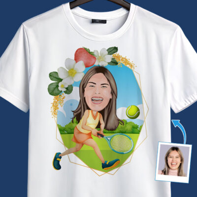 Personalized Tennis Player T-Shirt – Transform Your Photo into Custom Tennis Tee T-shirts for Women www.customywear.com 2