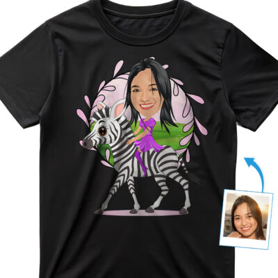 Personalized Zebra Riding Woman Shirt | Wild Animal Fantasy Adventure Tee T-shirts for Women www.customywear.com 2