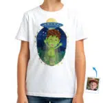 Koszulka dla chłopców z nadrukiem Alien Spaceship | Spersonalizowana koszulka dla dzieci UFO Koszulki dla chłopców www.customywear.com 30