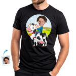 Gepersonaliseerde koe-rij-shirt voor heren | Gepersonaliseerde grappige T-shirt Dierenliefhebbers www.customywear.com 30