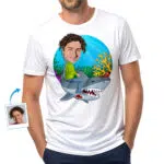 Surfez sur les vagues avec notre t-shirt Shark Riding personnalisé pour hommes Amoureux des animaux www.customywear.com 30
